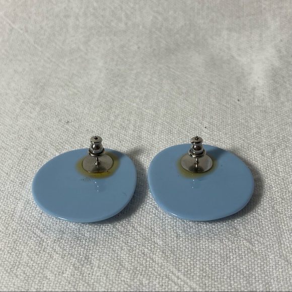 FREE IF BUNDLED Blue Earrings Classic Mod Style Posts OS EUC - Picture 2 of 4